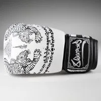 Boxing gloves Sak Yant Tigers, White/Black
