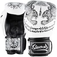 Boxing gloves Sak Yant Tigers, White/Black